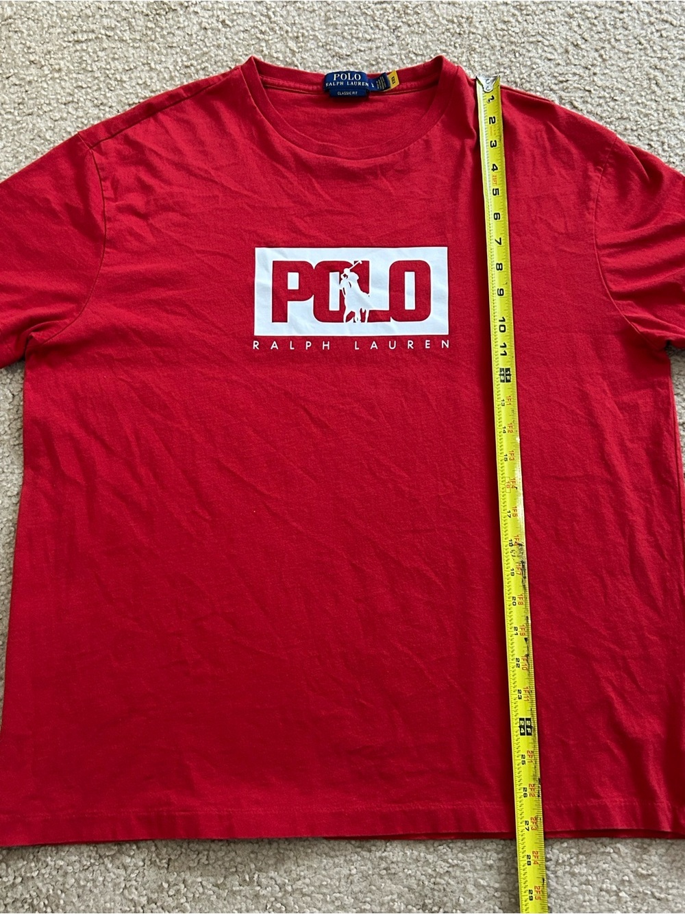 Polo Ralph Lauren Box Logo Red Classic Fit Cotton T Shirt Men’s Large - Picture 7 of 7